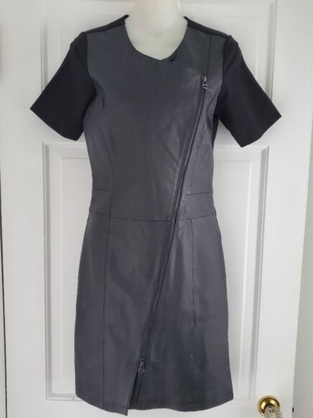 NEIMAN MARCUS Black Leather Dress - Small